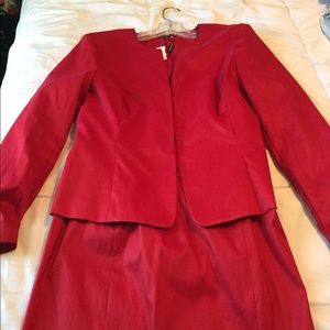 Samuel Dong red skirt suit